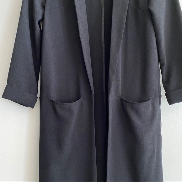 *SOLD* H&M Knee Length Open Black Duster Jacker - Picture 6 of 7